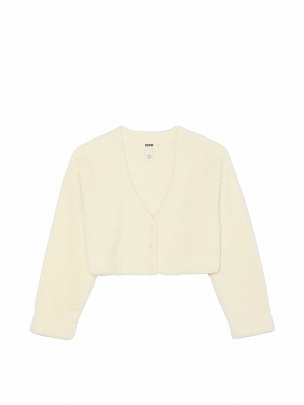 White Victoria Secret Creamer Cosy Knit Cropped Top Nightwear | WRMSL3746