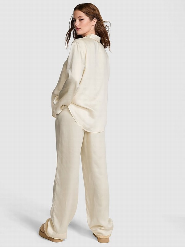 White Victoria Secret Creamer Diamante Long Nightwear | MSAIH4126