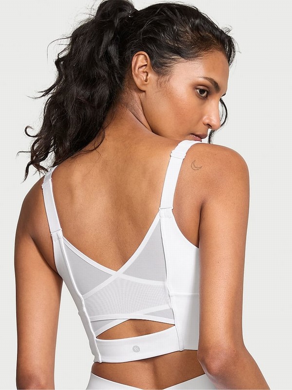 White Victoria Secret Cross Back Mesh Sports Bra | TKLSZ5314