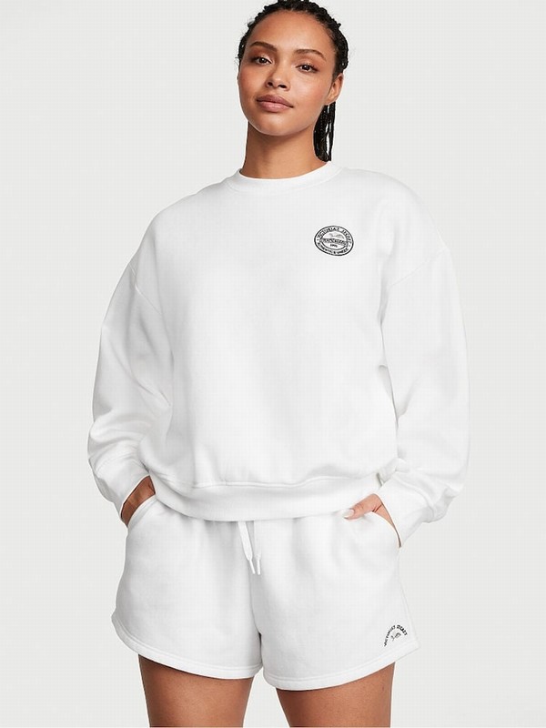White Victoria Secret Fleece Fleece Crew Sweatshirts | HZEFA8497