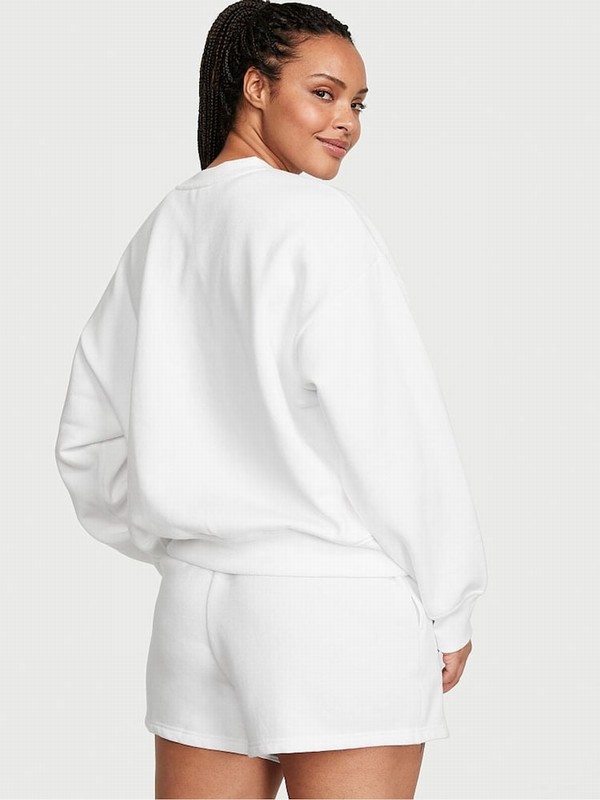 White Victoria Secret Fleece Fleece Crew Sweatshirts | HZEFA8497
