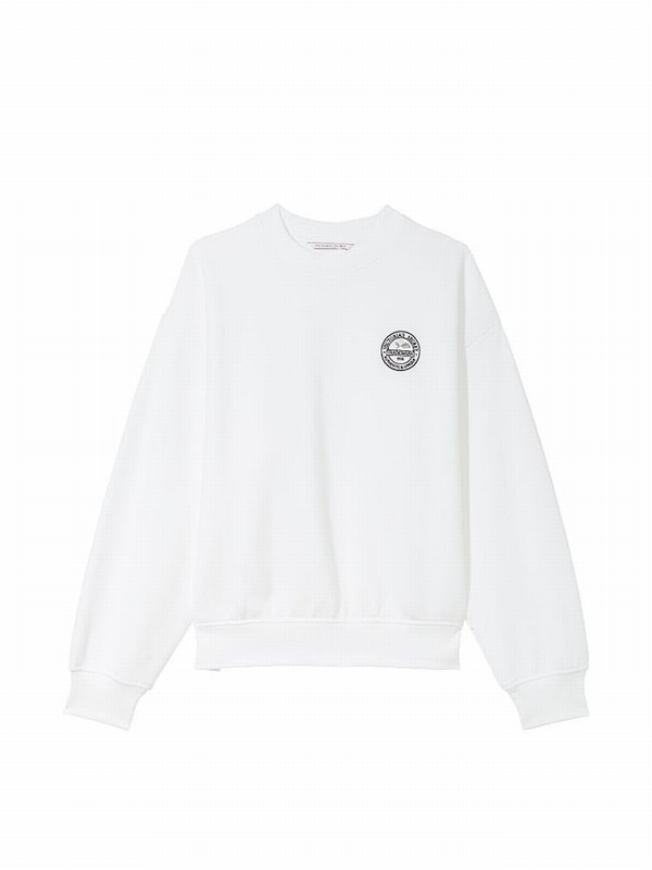 White Victoria Secret Fleece Fleece Crew Sweatshirts | HZEFA8497