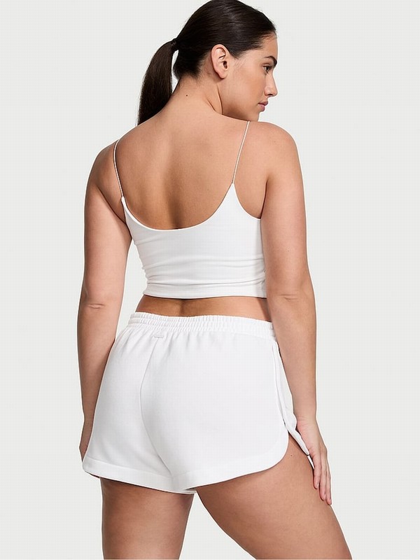 White Victoria Secret Fleece Popper Shorts | QOJAE2613