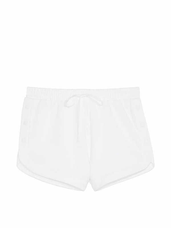 White Victoria Secret Fleece Popper Shorts | QOJAE2613