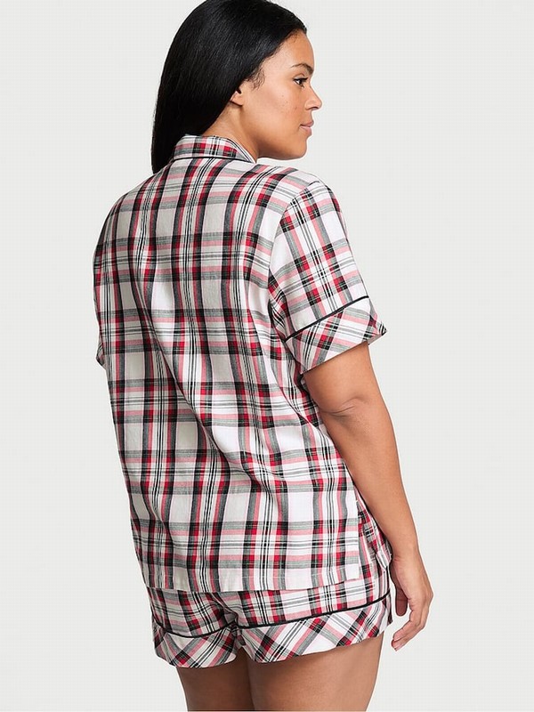 White Victoria Secret Lipstick Traditional Plaid Flannel Nightwear | WXLVR0794