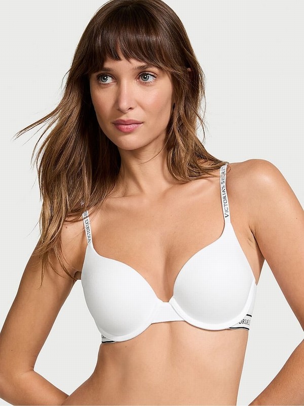 White Victoria Secret Logo Full Cup Push Up Bras | CNJHE9031