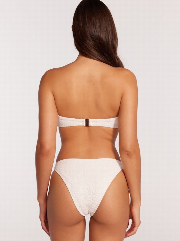 White Victoria Secret Logo Hardware Crochet Brief Bikini Bottom | SJAMP3870
