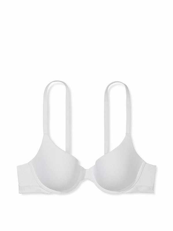 White Victoria Secret Logo Lightly Lined Full Cup Bras | YCEHN4190