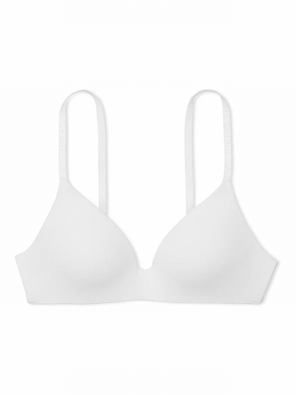 White Victoria Secret Logo Non WiLightly Lined Bras | VHUON7864