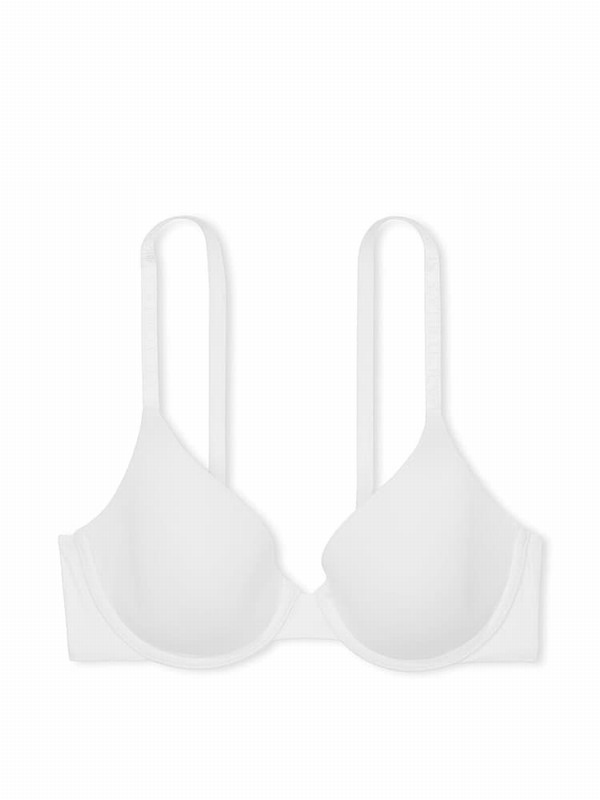 White Victoria Secret Logo Strap Full Cup Lightly Lined Bras | OSZVT3026