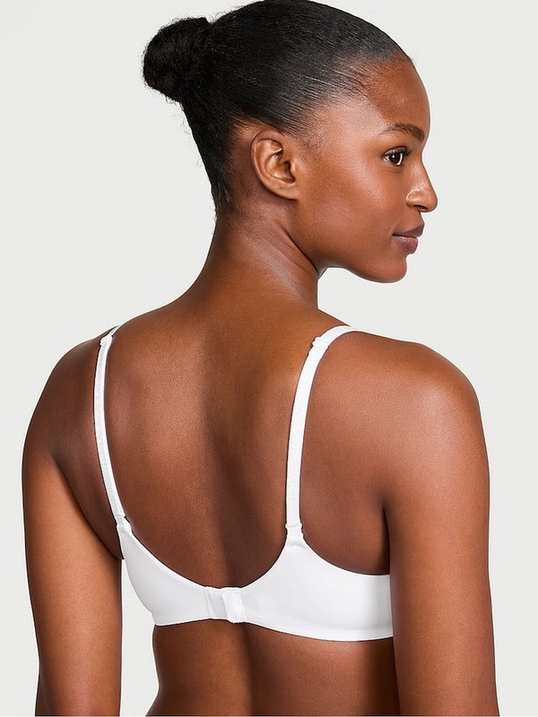 White Victoria Secret Logo Strap Full Cup Push Up Bras | TZUOV2897