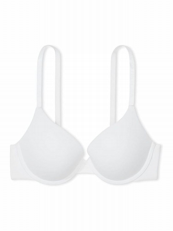 White Victoria Secret Logo Strap Full Cup Push Up Bras | TZUOV2897