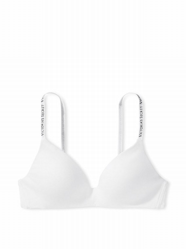 White Victoria Secret Logo Strap Non WiLightly Lined Bras | XNFZS0154