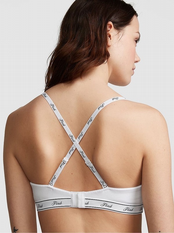 White Victoria Secret Logo Strapless Multiway Push Up Bras | HLOAX0897