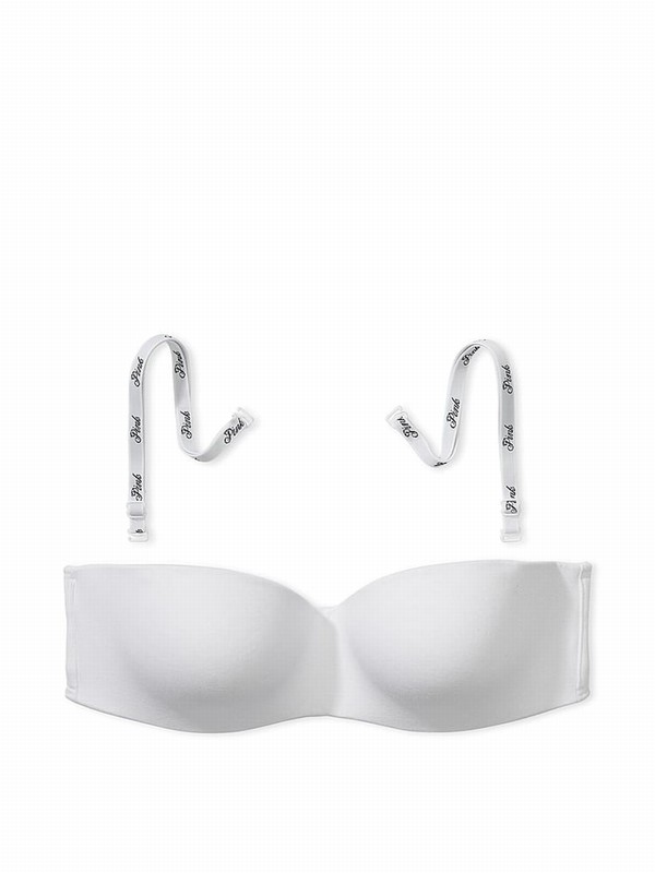 White Victoria Secret Logo Strapless Multiway Push Up Bras | HLOAX0897
