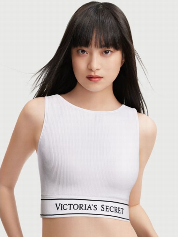 White Victoria Secret Longlinelette Bras | QNBRE4361