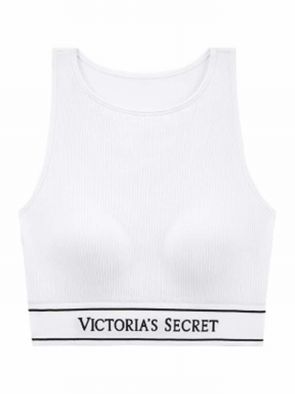 White Victoria Secret Longlinelette Bras | QNBRE4361