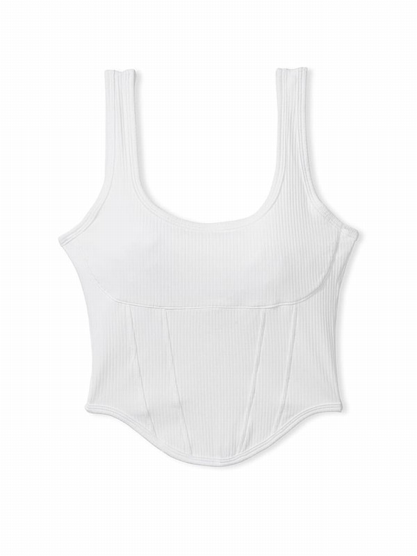 White Victoria Secret Optic Cotton Corsetlette Lingerie | APTMW4583