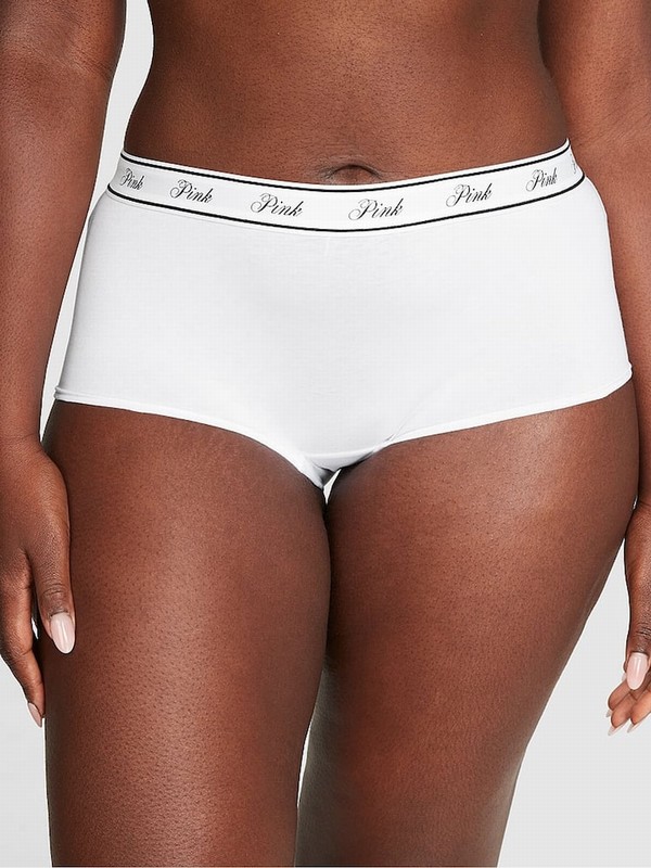 White Victoria Secret Optic Cotton Logo Underwear | DPTAC6950