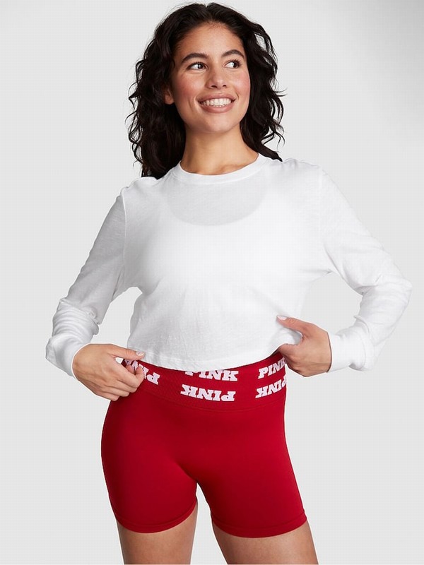 White Victoria Secret Optic Cotton Slub Cropped Boxy Long Sleeve T Shirts | ETAFW7641