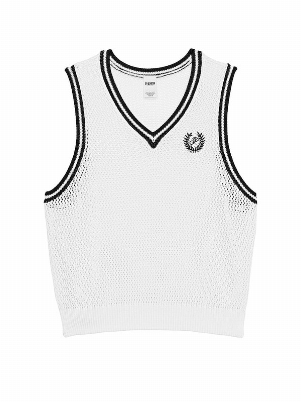 White Victoria Secret Optic Crochet Tops | TWOFQ1936