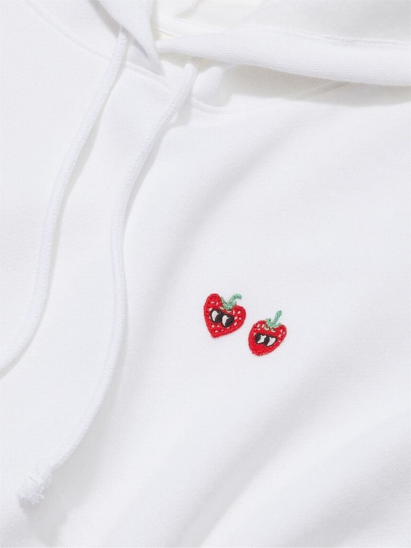 White Victoria Secret Optic Cropped Hoodie | MRYLD8327