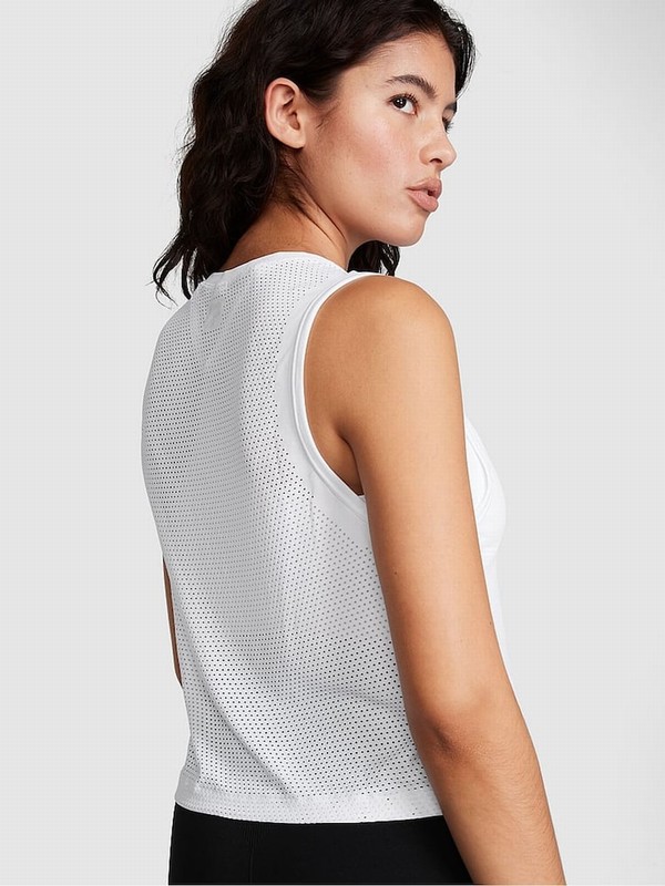 White Victoria Secret Optic Drapey Muscle Tops | GYSDB4302