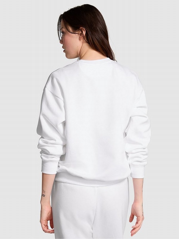 White Victoria Secret Optic Fleece Fleece Sweatshirts | GHXWK7519