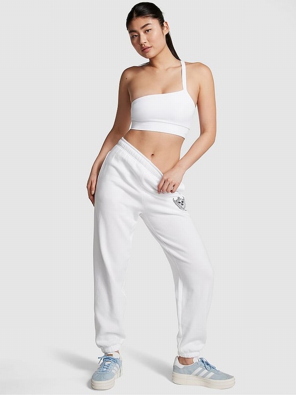 White Victoria Secret Optic Fleece Joggers | NLXTF1908