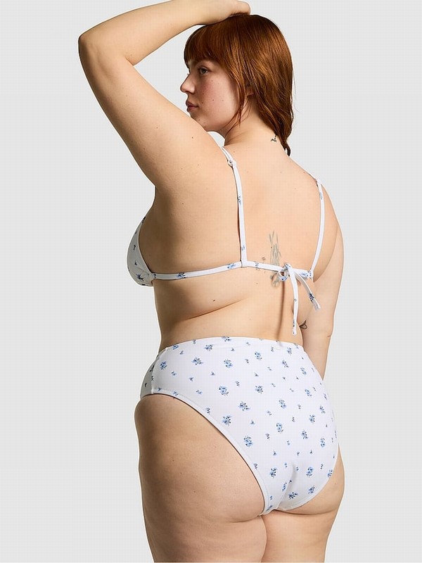 White Victoria Secret Optic Floral High Waisted Bikini Bottom | RICWK3287