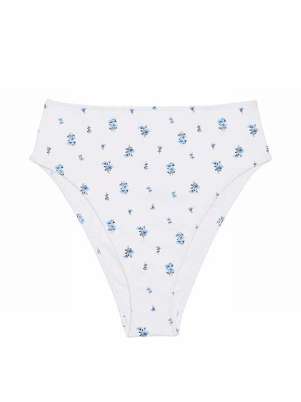 White Victoria Secret Optic Floral High Waisted Bikini Bottom | RICWK3287