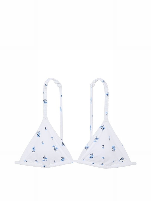 White Victoria Secret Optic Floral Triangle Bikini Top | KPEYD4167