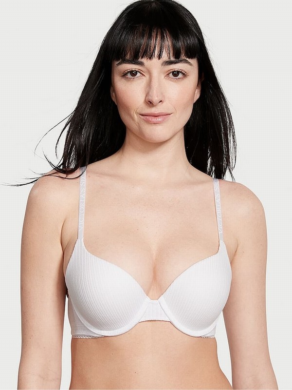 White Victoria Secret Optic Full Cup Push Up Bras | BIDTU4190