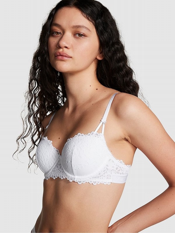 White Victoria Secret Optic Lace Balcony Eyelet Bras | NIXLB6812