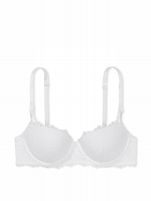 White Victoria Secret Optic Lace Balcony Eyelet Bras | NIXLB6812