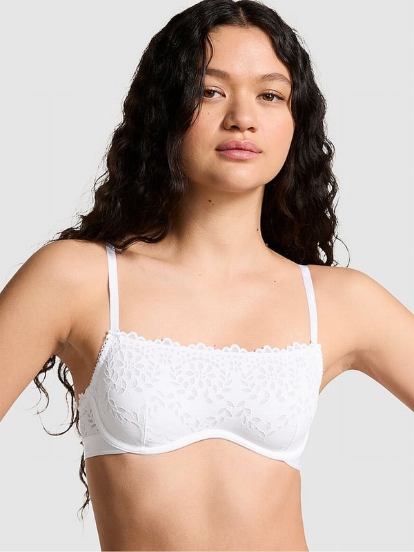 White Victoria Secret Optic Lace Eyelet Bras | WNVZA8947