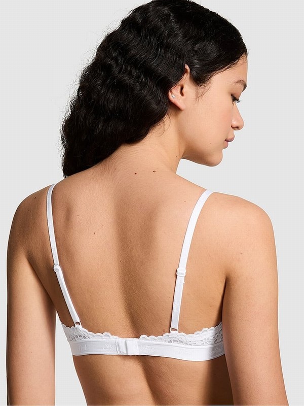 White Victoria Secret Optic Lace Eyelet Bras | WNVZA8947