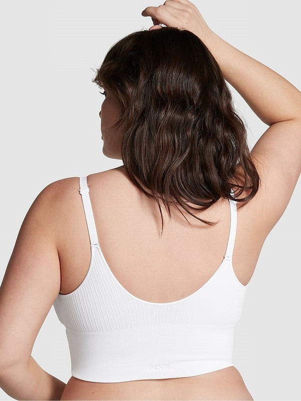 White Victoria Secret Optic Longline Seamless Low Impact Bras | LTKZN6037