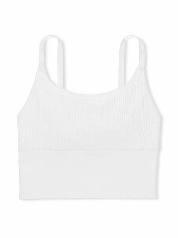White Victoria Secret Optic Longline Seamless Low Impact Bras | LTKZN6037