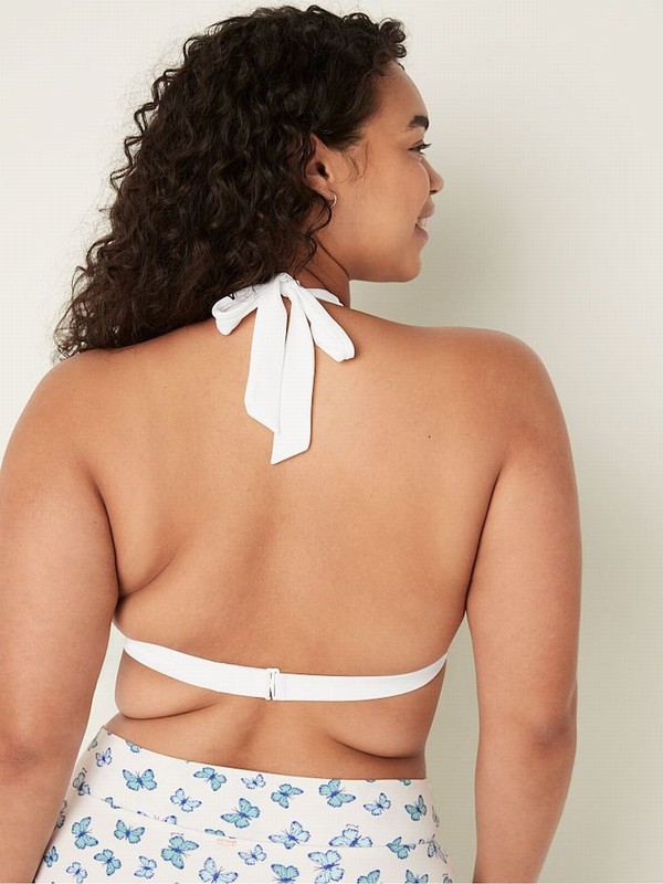 White Victoria Secret Optic Push Up Triangle Halterneck Bikini Top | OILBT3106