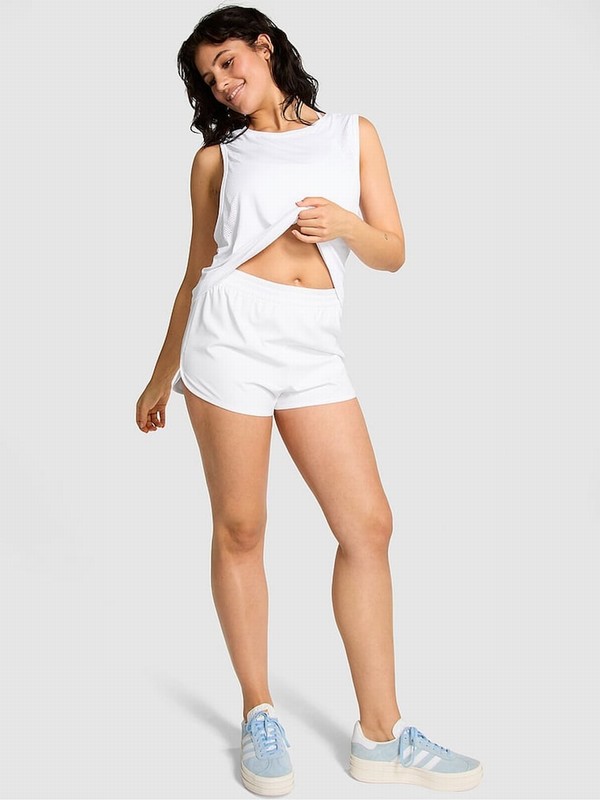 White Victoria Secret Optic Running Shorts | PCBKD1749
