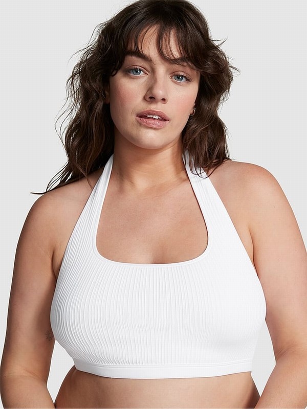 White Victoria Secret Optic Seamless Low Impact Sports Bra | PEJHQ8627