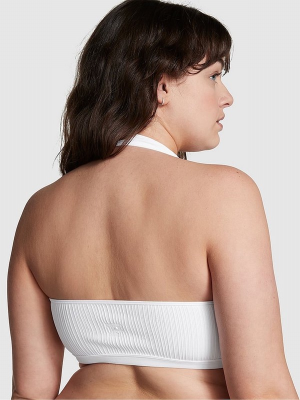 White Victoria Secret Optic Seamless Low Impact Bras | JVAUB3590