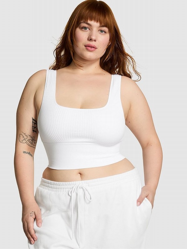 White Victoria Secret Optic Seamless Low Impact Bras | TZGAF4803