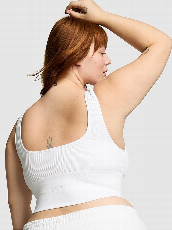 White Victoria Secret Optic Seamless Low Impact Bras | TZGAF4803