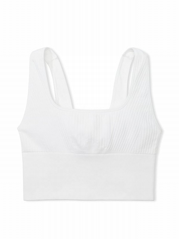 White Victoria Secret Optic Seamless Low Impact Bras | TZGAF4803