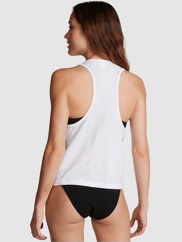 White Victoria Secret Optic Slub Tops | LIQXR7569