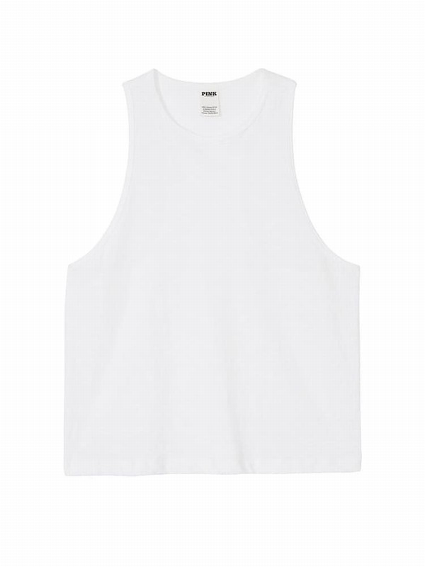 White Victoria Secret Optic Slub Tops | LIQXR7569