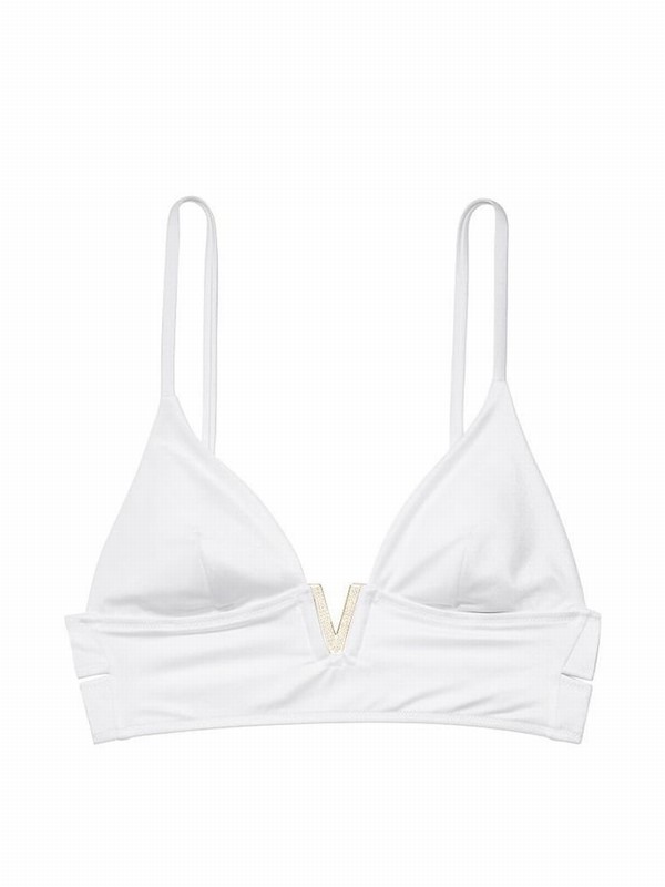 White Victoria Secret Plunge Triangle Bikini Top | FGIJU4632
