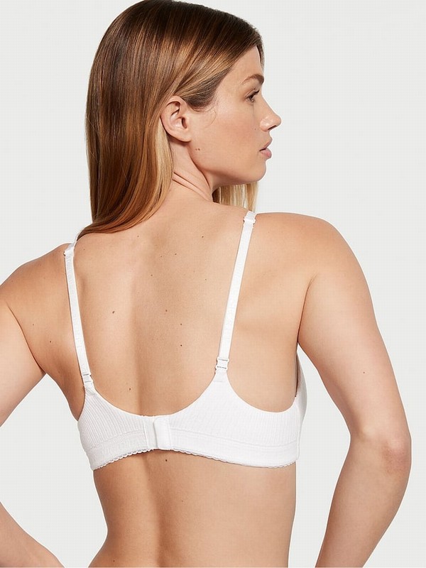 White Victoria Secret Ribbed Non WiLightly Lined Bras | DQIHM4052